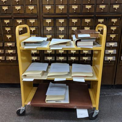 Cart with historic documents 